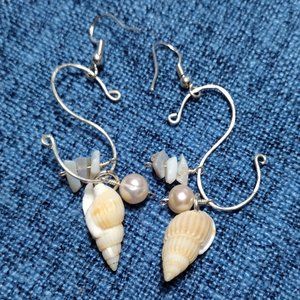 Silver Earrings with Sea Shells